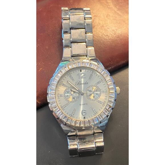 Women's Breda 5181 Watch, Silver Tone with Crystal Accents - Picture 1 of 3